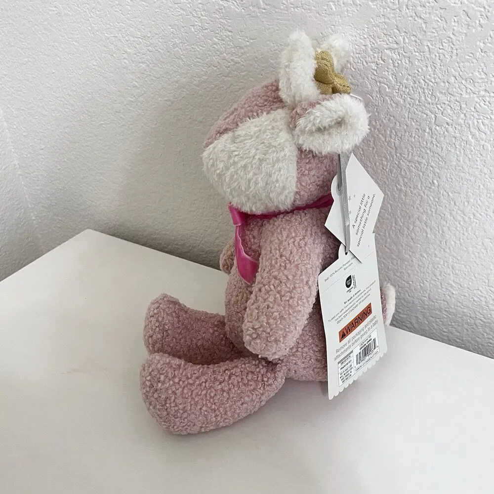 Cloud Island Pink Curly Fur Fawn Deer Plush Lovey with Crown Lovie 12